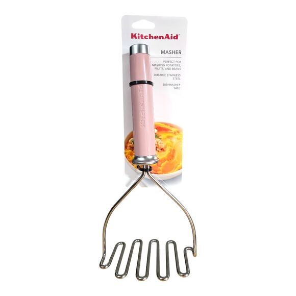 NEW KitchenAid Gourmet Stainless Steel Wire Masher in Dried Rose [Pink] - Picture 1 of 4